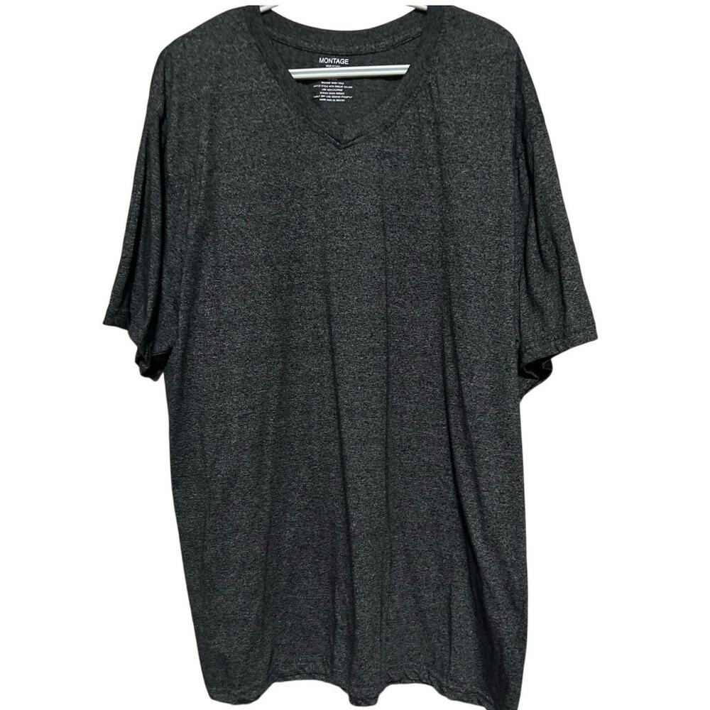 Montage Men's Gray Short Sleeve V-Neck T-Shirt Size 2XLT‎
